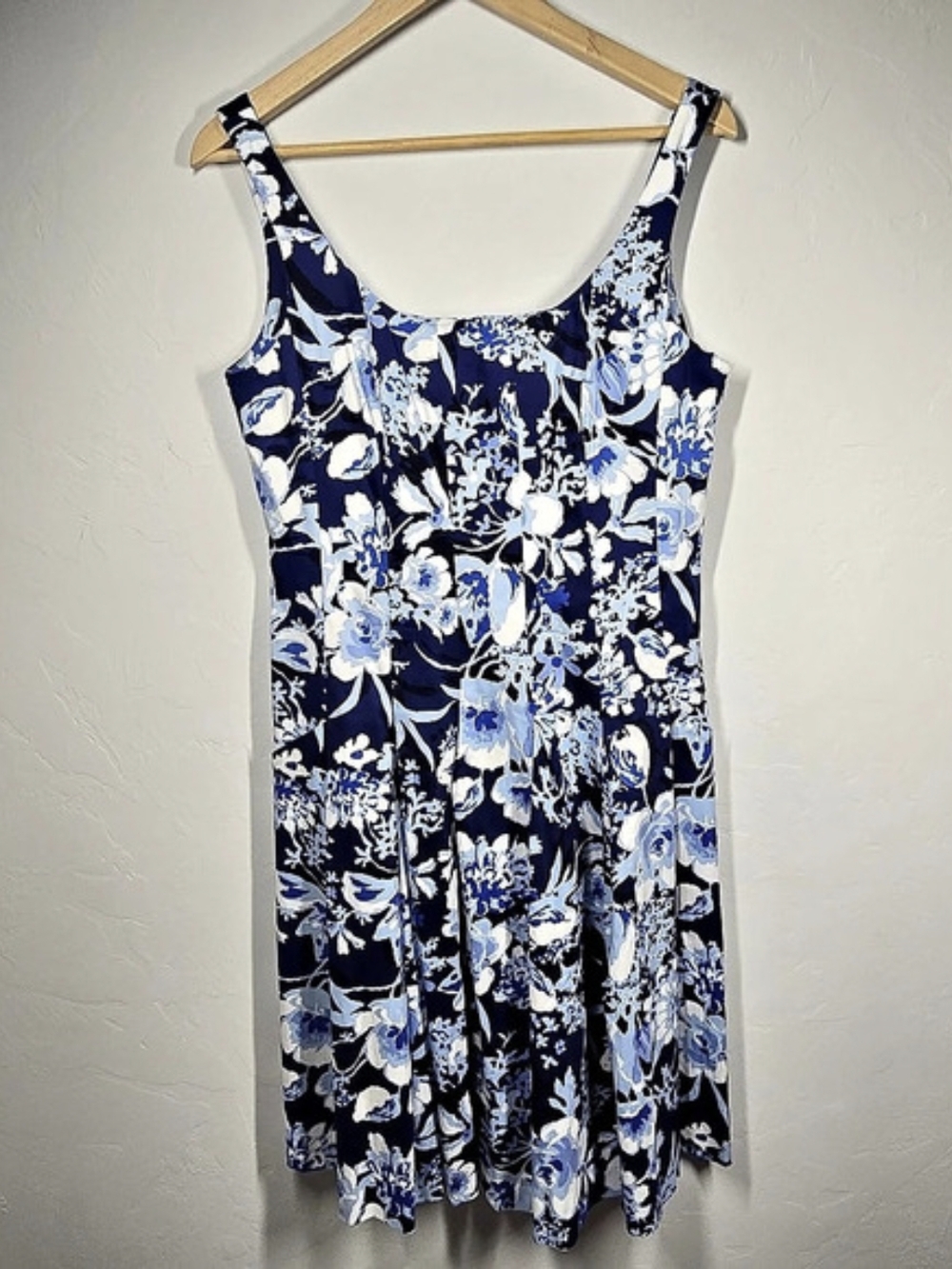 Lauren Ralph Lauren Floral Mini Dress Blue & White Size Large